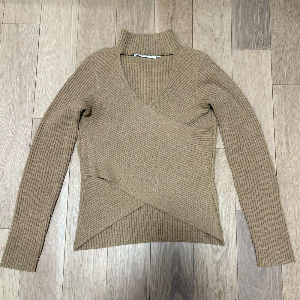 Women's Tan Ribbed Sweater